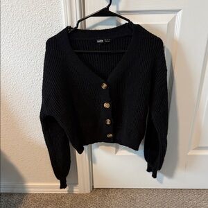 SHEIN Black Button-Up Cardigan